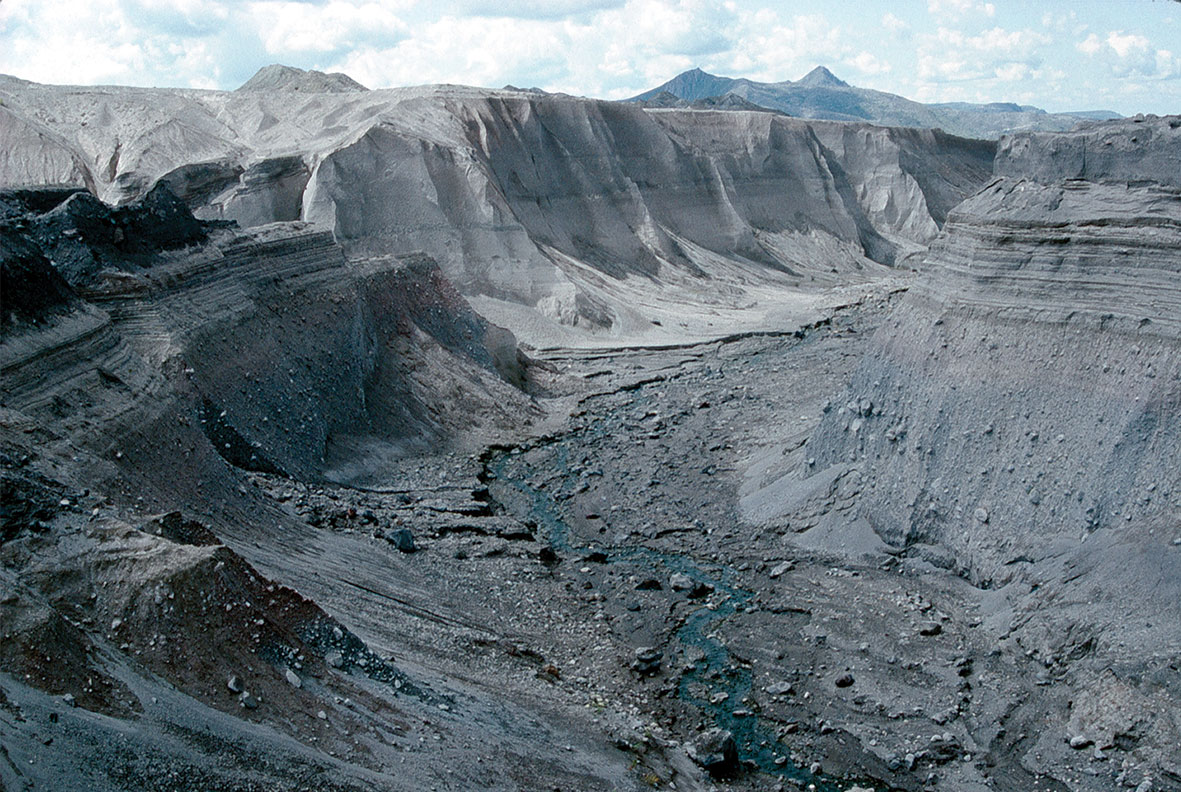 The 'Little Grand Canyon' carved by a mudflow in a single day at Mount St. Helens.